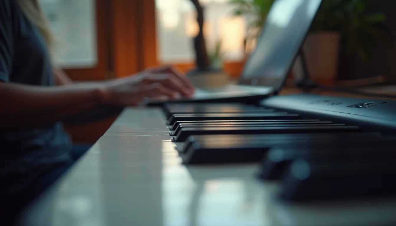 A piano keyboard close-up suggesting practice and study